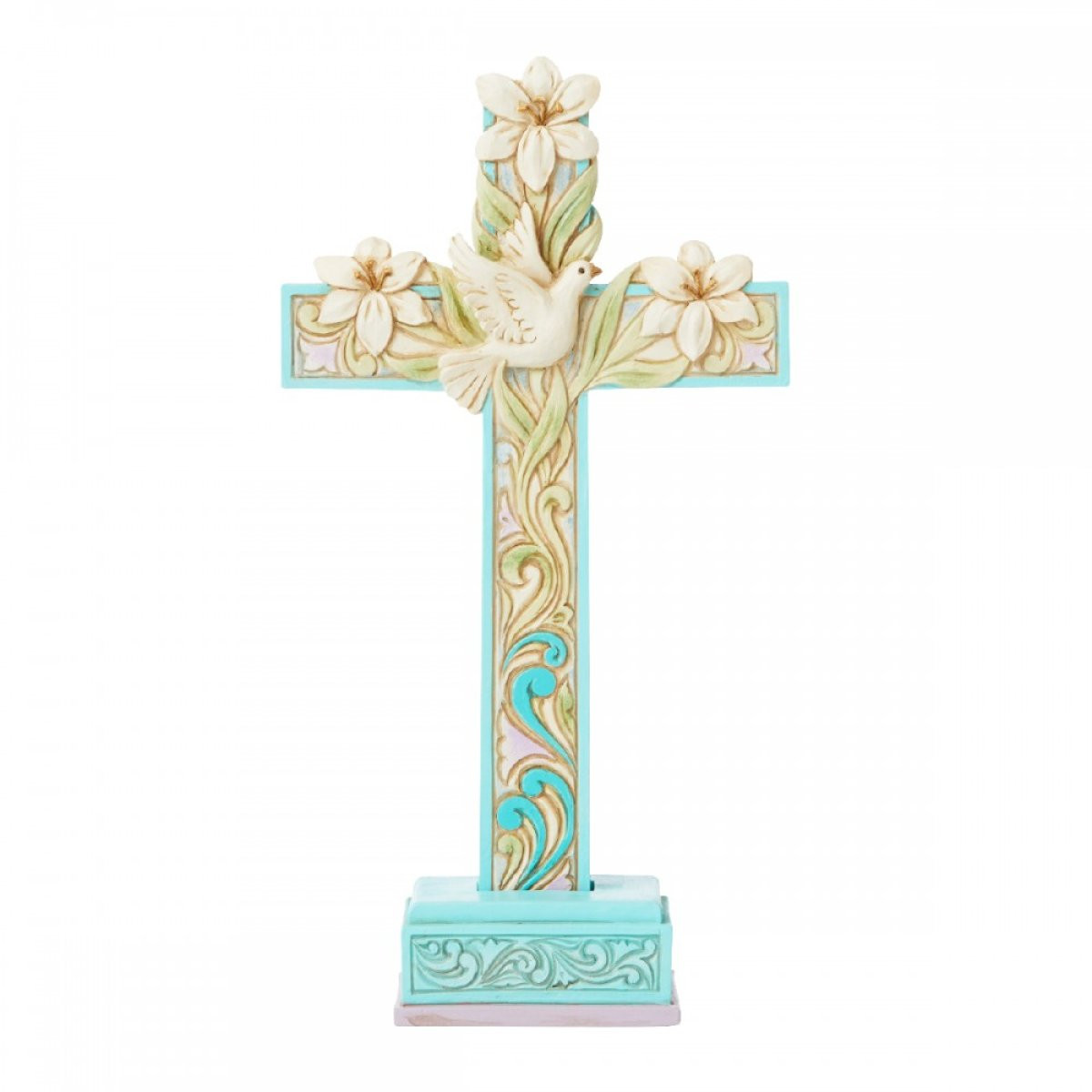 CROSS WITH LILIES AND DOVE FIGURINE - JIM SHORE HEARTWOOD CREEK