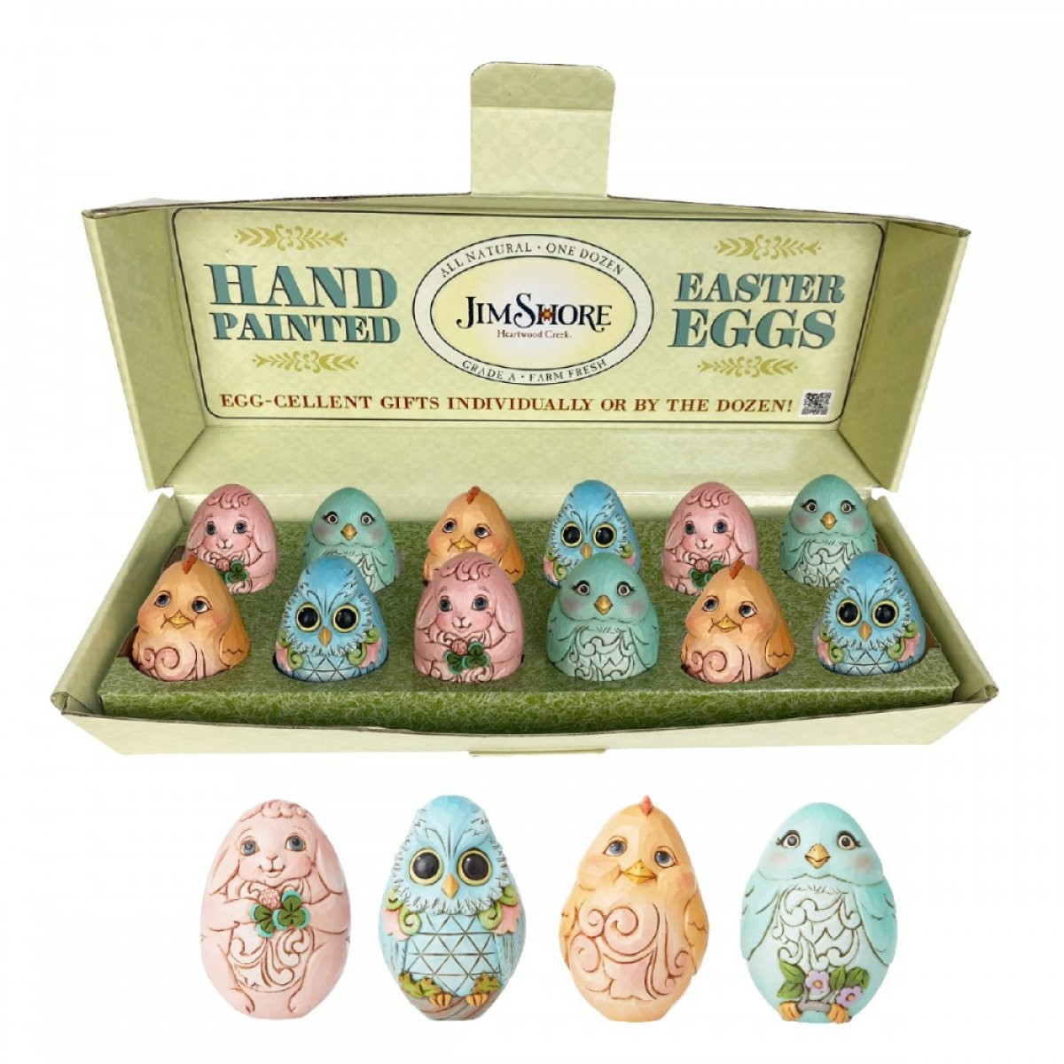 SET OF 12 ASSORTED MINI EGGS - JIM SHORE HEARTWOOD CREEK