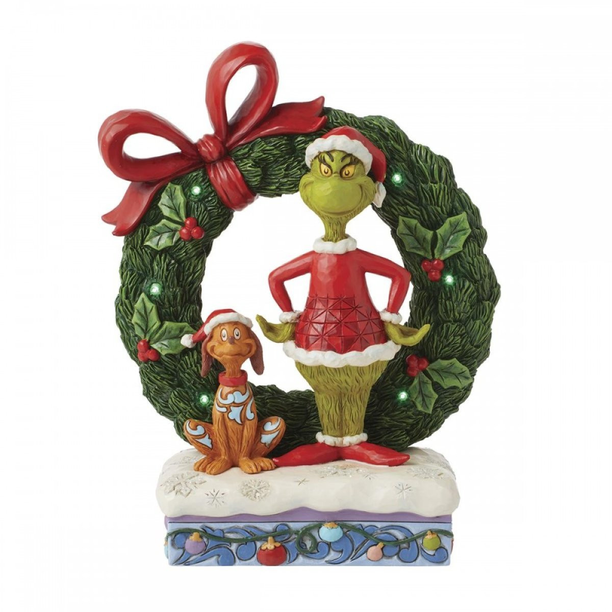 GRINCH AND MAX IN WREATH - JIM SHORE GRINCH