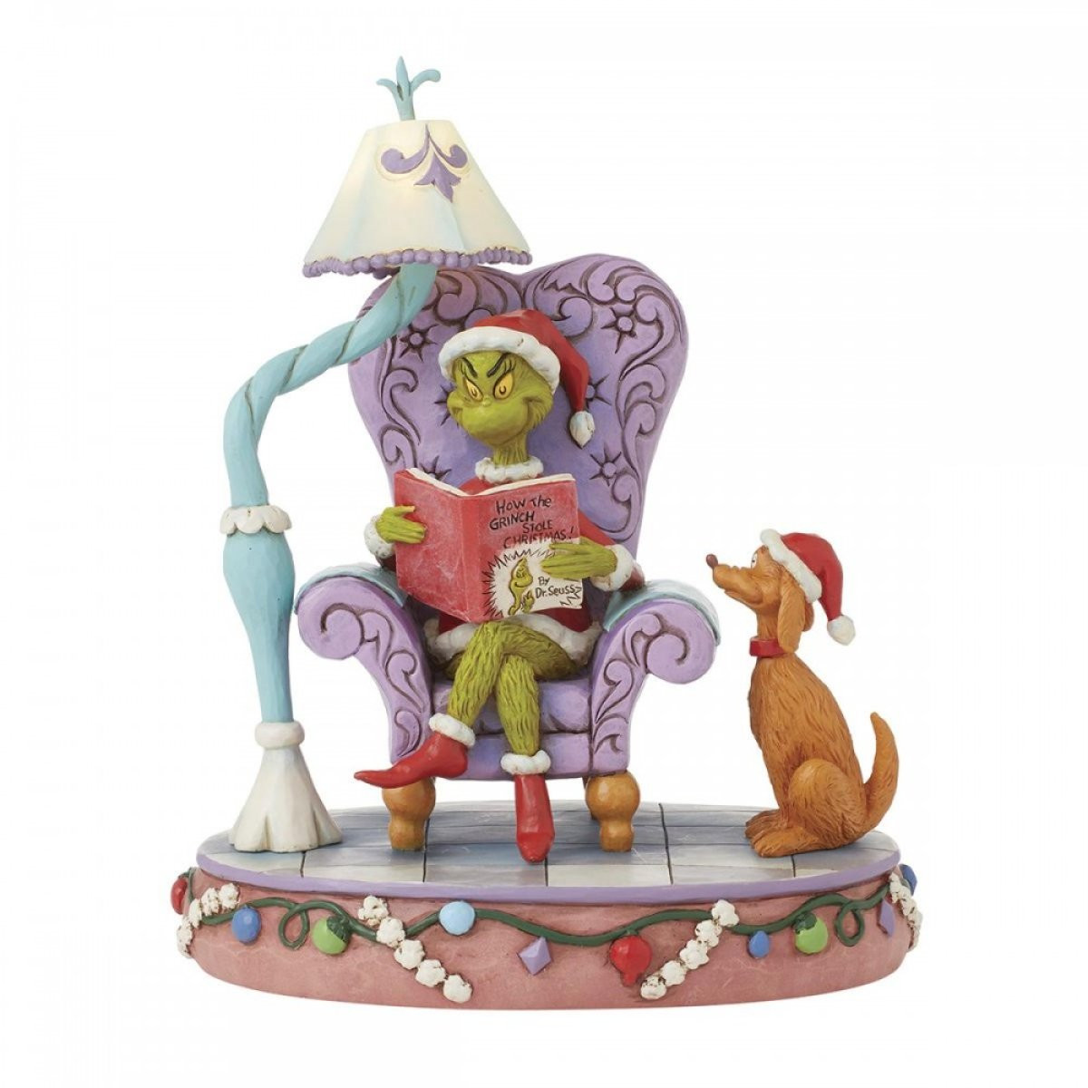 GRINCH IN CHAIR READING - JIM SHORE GRINCH