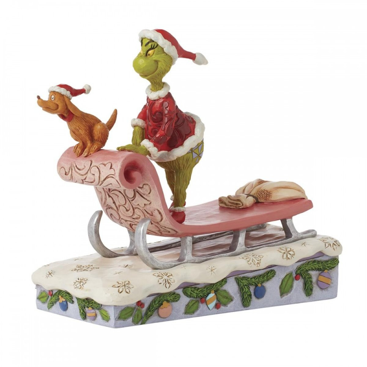 GRINCH AND MAX IN SLED - JIM SHORE GRINCH