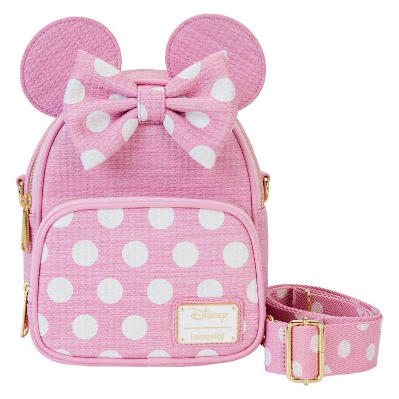 Minnie woven texture convertible mini Backpack & Crossbody Bag - DISNEY LOUNGEFLY