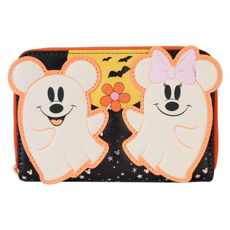 Mickey & Minnie Floral Ghost Glow Wallet - DISNEY LOUNGEFLY