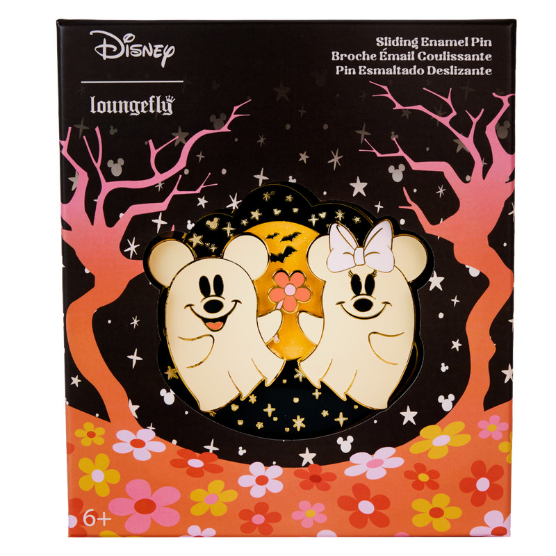 Mickey & Minnie Floral Ghost Glow Collector Box Sliding Pin - DISNEY LOUNGEFLY