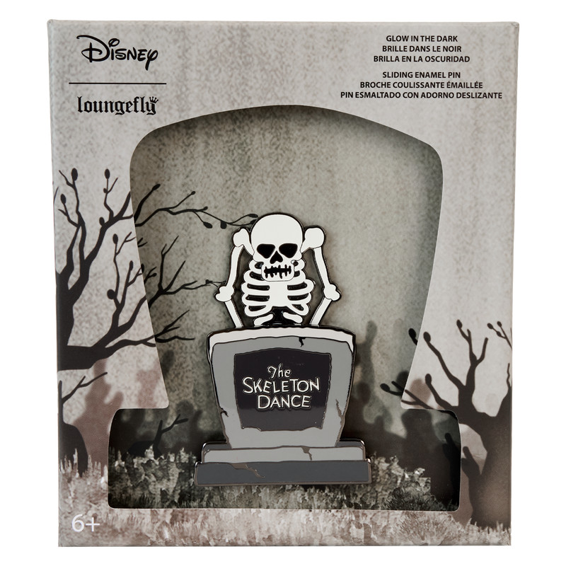 The Skeleton Dance 95th Anniversary Glow Collector Box Sliding Pin - DISNEY LOUNGEFLY