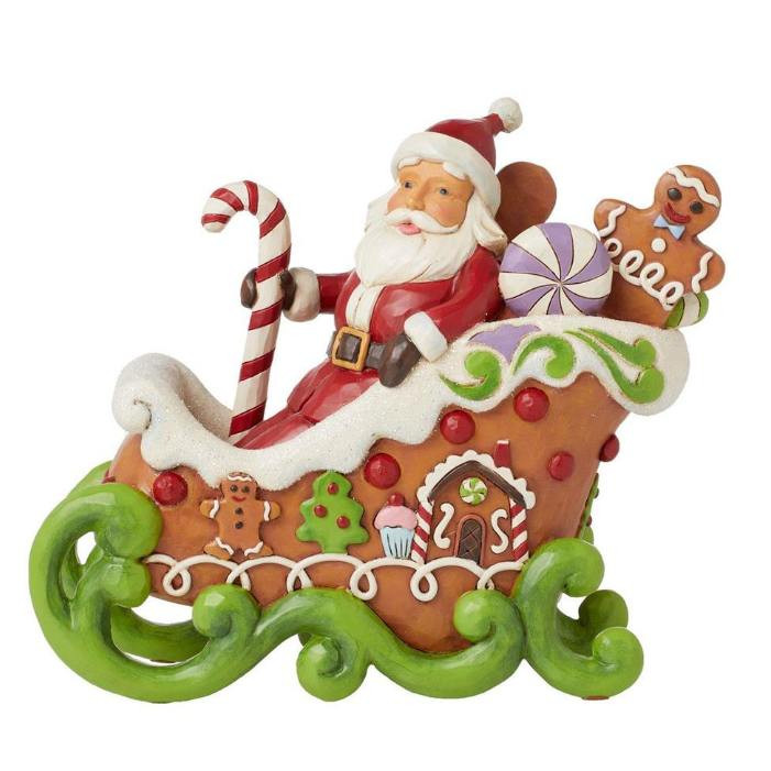 Santa Claus Sleigh Luminous Gingerbread Figure- JIM SHORE HEARTWOOD CREEK