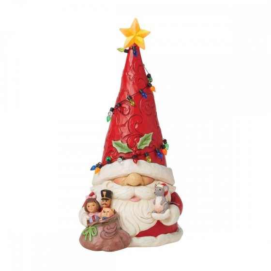 Gnome Santa Claus with Light Garlands Figure - JIM SHORE HEARTWOOD CREEK