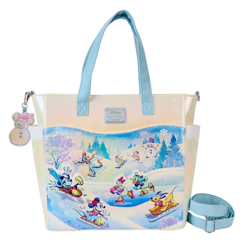 Mickey & Friends Winter Wonderland Scene convertible Backpack & Tote Bag - DISNEY LOUNGEFLY