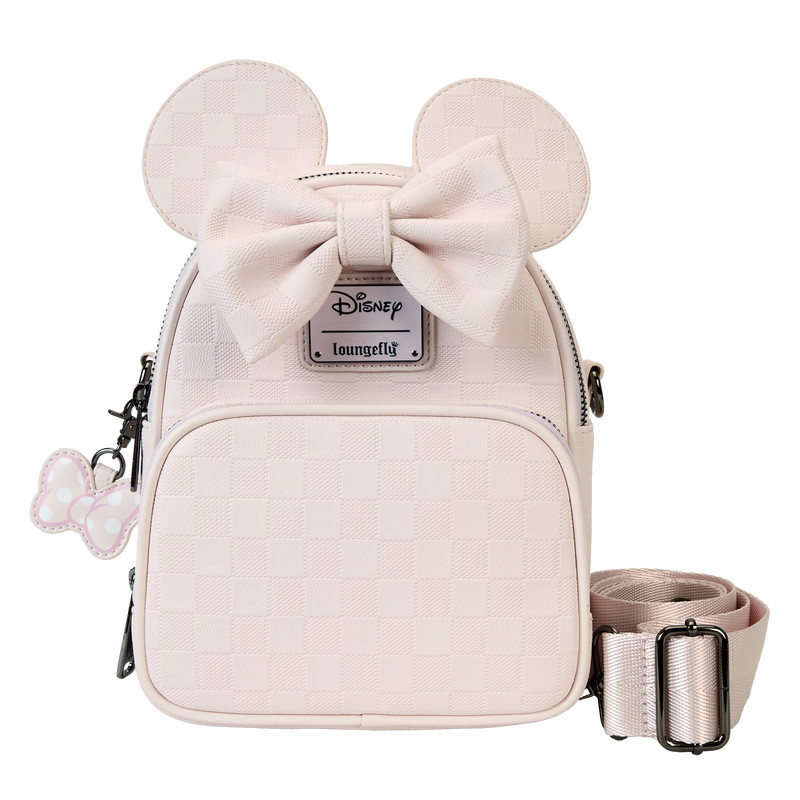 Minnie Mouse checkered texture convertible mini backpack & crossbody bag - DISNEY LOUNGEFLY