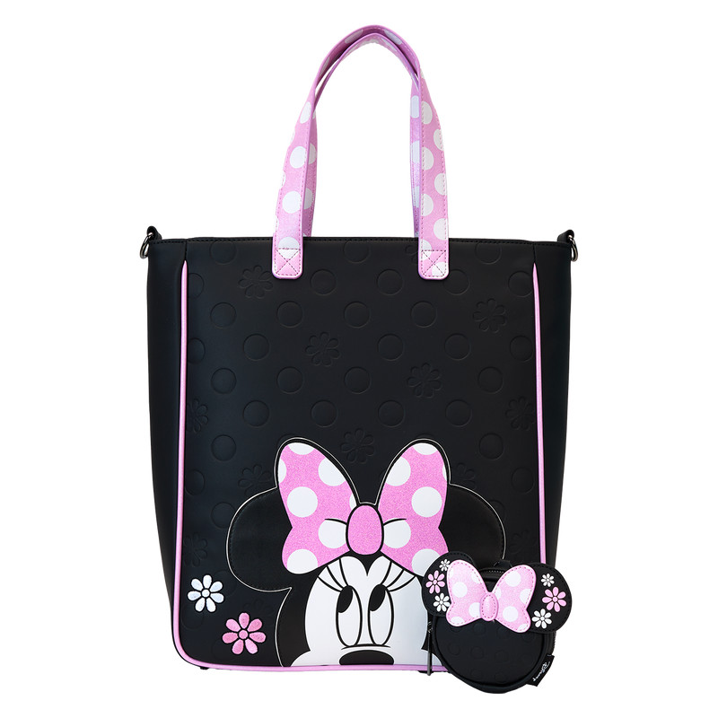 Minnie Mouse Floral Rock The Dots Tote Bag With Coin Bag - DISNEY LOUNGEFLY