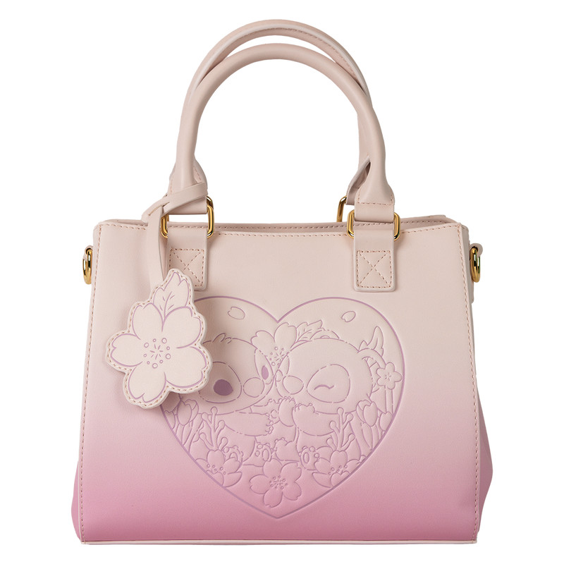 Stitch & Angel Cherry Blossom Heart Crossbody Bag - DISNEY LOUNGEFLY