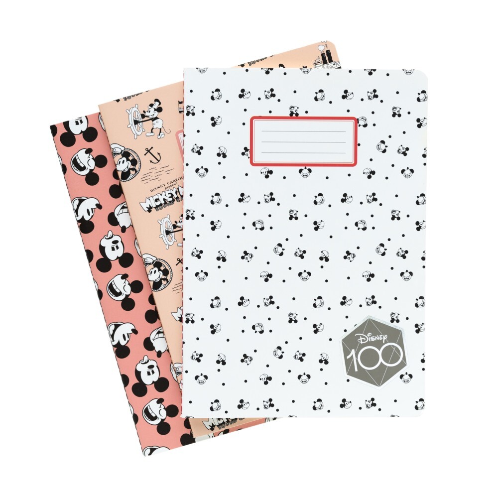 PACK OF 3 A5 MICKEY MOUSE 100TH ANNIVERSARY NOTEBOOKS - DISNEY